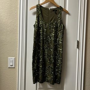 J.Crew olive sequin dress